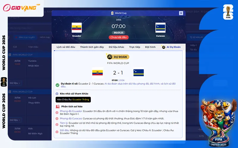 Dự đoán AI Ecuador vs Curacao 07h00 ngày 21/6/2026